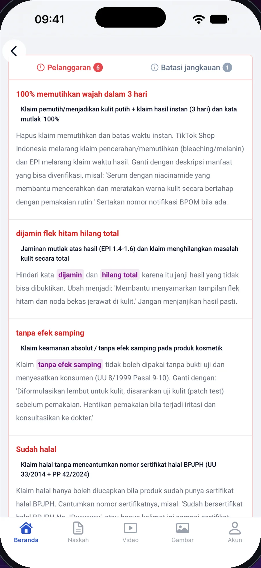 Tampilan aplikasi ByeRisk: Setiap risiko ada dasar aturannya
